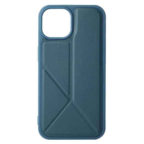 ELEHOLD Stand Case for iPhone 14 Plus,Leather Case with TPU Shockproof Bumper Foldable Kickstand Slim Lightweight Protective Case,Blue