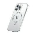 thumbnail image 1 of ELEHOLD Strong Magnetic Clear Case for iPhone 13 Pro Max, Compatible with MagSafe, Slim Plating Shockproof Protective Cover for iPhone 13 Pro Max, Silver, 1 of 6