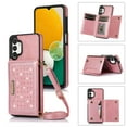 thumbnail image 1 of ELEHOLD Stylish Wallet Case for Samsung Galaxy A13 4G/5G,Flip Card Slots Diamond Bling Sparkle Design RFID Blocking Detachable Shoulder Strap for Girls Women Purse Case,Pink, 1 of 7