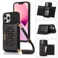 thumbnail image 1 of ELEHOLD Stylish Wallet Case for iPhone 13 Pro Max 6.7 inch,Flip Card Slots Diamond Bling Sparkle Design RFID Blocking Detachable Shoulder Strap for Girls Women Purse Case,Black, 1 of 7