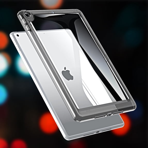 ELEHOLD Tablet Case for iPad 10.2 2021/2020/2019, Slim Lightweight Anti-Scratch Shockproof Transparent Hard Acrylic Back Cover,Grey