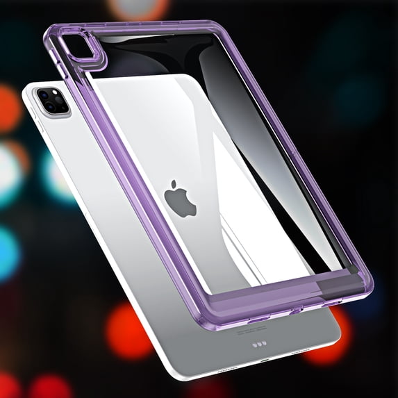 ELEHOLD Tablet Case for iPad Pro 11 2024, Slim Lightweight Anti-Scratch Shockproof Transparent Hard Acrylic Back Cover,Deeppurple