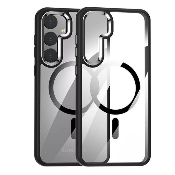 ELEHOLD Transparent Case For Samsung Galaxy S24+ Shockproof Magnetic Rugged Cover, MagSafe Compatible, Metal Key, Slim&Lightweight, Black