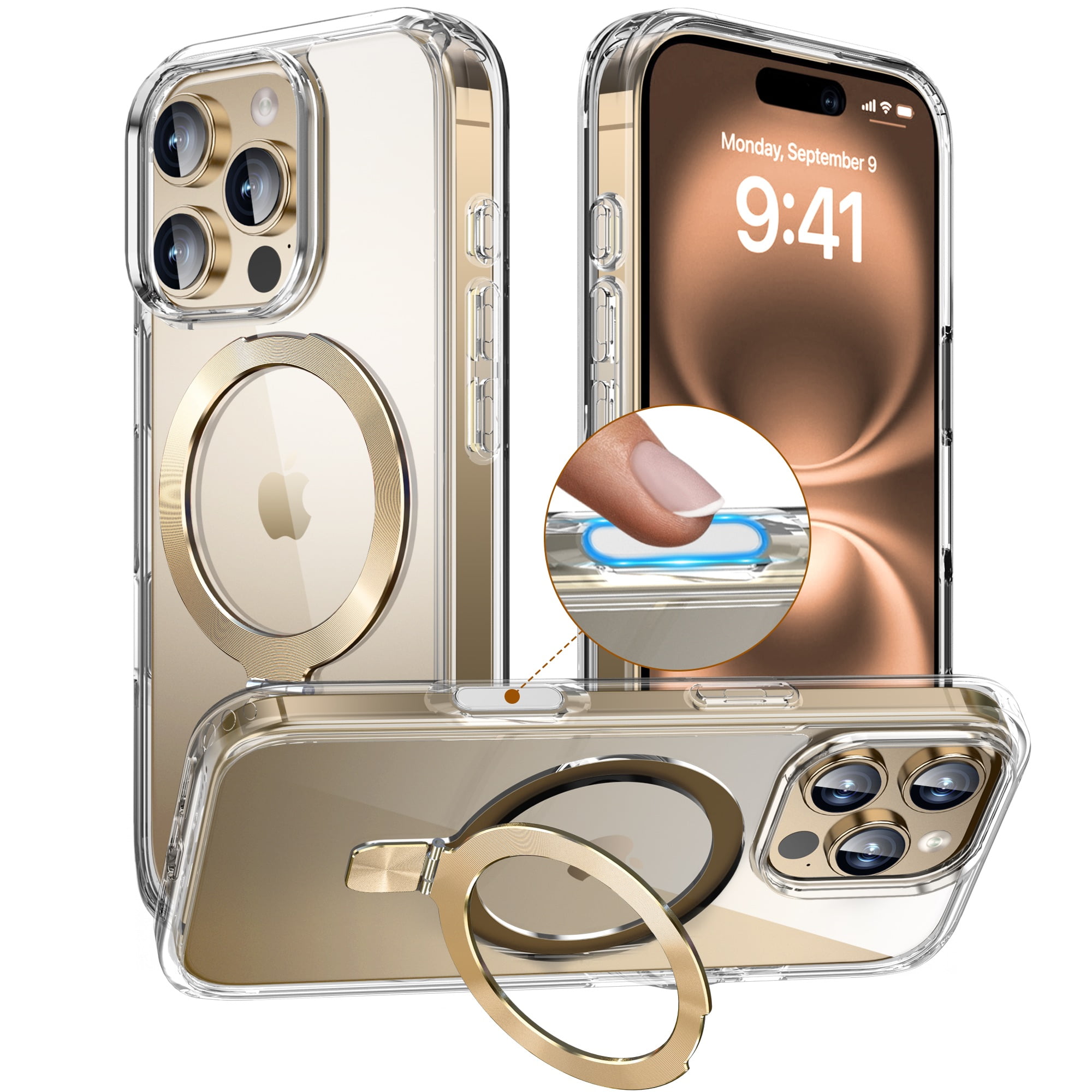 ELEHOLD Transparent Case For iPhone 16 Pro Max Magnetic Military Grade ...