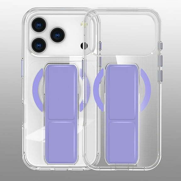 ELEHOLD Transparent Phone Case For iPhone 17 Pro Max, Slim Wrist Strap Invisible Kickstand Mag-Safe Magnetic Charging Drop Protection Shockproof Clear Phoen Case ,Purple