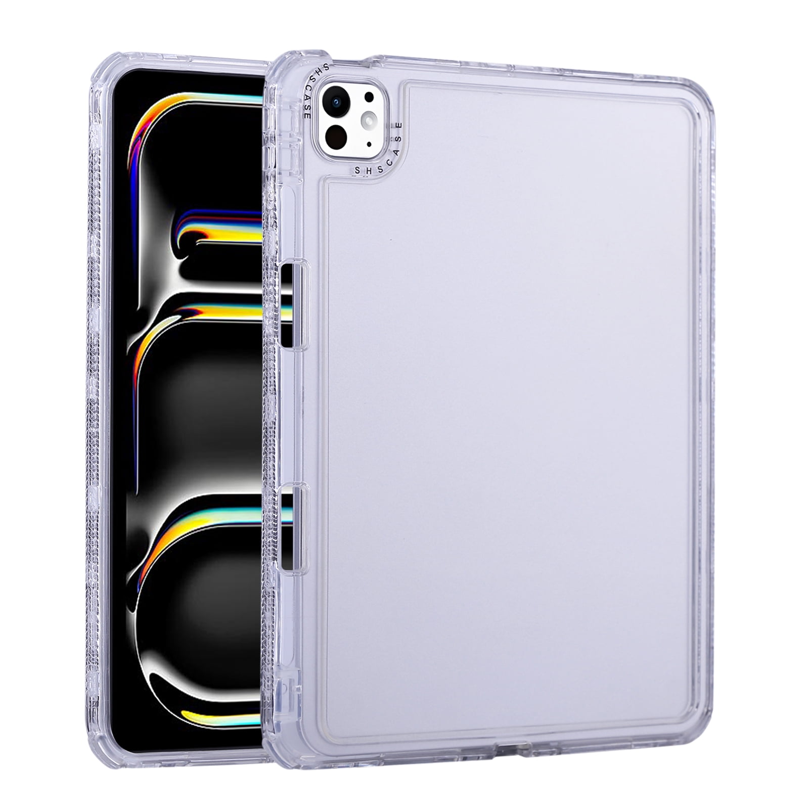 ELEHOLD Transparent iPad Case - TPU + PC, Front Bumper + Back Cover For Apple iPad Air 13 (2025/2024) with Pencil Slot & Screen Protector --Clear