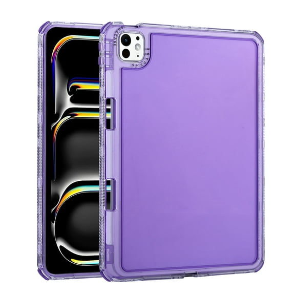 ELEHOLD Transparent iPad Case - TPU + PC, Front Bumper + Back Cover For Apple iPad Air 13 (2025/2024) with Pencil Slot & Screen Protector --Purple
