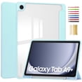 thumbnail image 1 of ELEHOLD Trifold Case for Samsung Galaxy Tab A9 Plus 11.0" 2023 - Auto Wake Sleep Function Kickstand Built-in S Pen Holder Acrylic Clear Back Shockproof Cover for Samsung Galaxy Tab A9+,Skyblue, 1 of 7