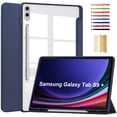 thumbnail image 1 of ELEHOLD Trifold Case for Samsung Galaxy Tab S9 Plus /S9 FE Plus 12.4" 2023 - Auto Wake Sleep Function Kickstand Built-in S Pen Holder Acrylic Transparent Clear Back Shockproof Cover,Darkblue, 1 of 8