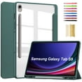 thumbnail image 1 of ELEHOLD Trifold Case for Samsung Galaxy Tab S9 /S9 FE 11.0" 2023 - Auto Wake Sleep Function Kickstand Built-in S Pen Holder Acrylic Clear Back Shockproof Cover for Samsung Tab S9 /S9 FE, Darkgreen, 1 of 8