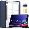 thumbnail image 1 of ELEHOLD Trifold Case for Samsung Galaxy Tab S9 /S9 FE 11.0" 2023 - Auto Wake Sleep Function Kickstand Built-in S Pen Holder Acrylic Clear Back Shockproof Cover for Samsung Tab S9 /S9 FE, Darkblue, 1 of 8