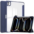 thumbnail image 1 of ELEHOLD Trifold Case for iPad Pro 13 inch 2024 -Slim Leather Auto Wake Sleep Kickstand Case Built-in Pencil Holder Acrylic Transparent Clear Back Shockproof Cover for iPad Pro 13" 2024,Darkblue, 1 of 8