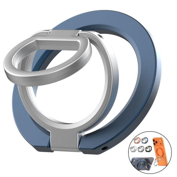 ELEHOLD Two-Sided Magnetic Phone Ring Holder 360° Rotation Grip Stand Finger Ring Kickstand For iPhone 17 Pro Max 16 15 Pro Max / Samsung Galaxy S25 Ultra S24 /Mag-Safe Accessories,Blue