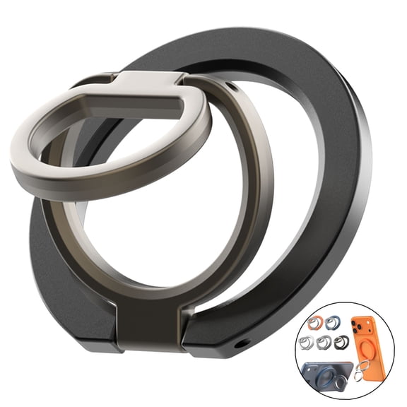 ELEHOLD Two-Sided Magnetic Phone Ring Holder 360° Rotation Grip Stand Finger Ring Kickstand For iPhone 17 Pro Max 16 15 Pro Max / Samsung Galaxy S25 Ultra S24 /Mag-Safe Accessories,Black