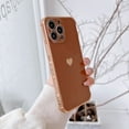 thumbnail image 1 of ELEHOLD Ultra Case Luxury Brushed Texture Case Compatible with Apple iPhone 11 Pro 6.1 inch PU Love Heart with Shockproof Rugged Case,Brown, 1 of 6