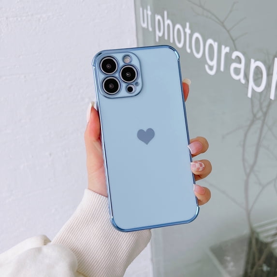 ELEHOLD Ultra Case Luxury Brushed Texture Case Compatible with Apple iPhone 11 Pro Max 6.5 inch PU Love Heart with Shockproof Rugged Case,Blue