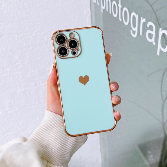 ELEHOLD Ultra Case Luxury Brushed Texture Case Compatible with Apple iPhone 11 Pro Max 6.5 inch PU Love Heart with Shockproof Rugged Case,Mint