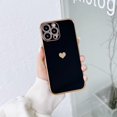 thumbnail image 1 of ELEHOLD Ultra Case Luxury Brushed Texture Case Compatible with Apple iPhone 12 Pro 6.1 inch PU Love Heart with Shockproof Rugged Case,Black, 1 of 8