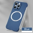 thumbnail image 1 of ELEHOLD Ultra Slim Carbon Fiber Wireless Charging Case for Apple iPhone 16 Pro - Frameless PC Shockproof Bumper Case Support Magsafe Feature Case,Blue, 1 of 8