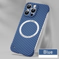 thumbnail image 1 of ELEHOLD Ultra Slim Carbon Fiber Wireless Charging Case for Apple iPhone 16 Pro Max - Frameless PC Shockproof Bumper Case Support Magsafe Feature Case,Blue, 1 of 8