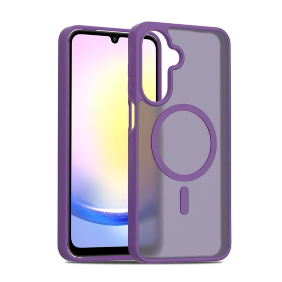 ELEHOLD Ultra-Thin Magnetic Case For Samsung Galaxy A06, Shockproof TPU Frame Hard PC Back Matte Anti-Fingerprint Protective Magnetic Protective Case For Samsung Galaxy A06,Darkpurple