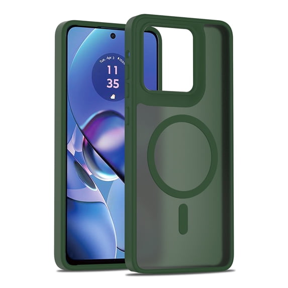 ELEHOLD Ultra-Thin Magnetic Case For iPhone 12 Pro / 12 6.1", Shockproof TPU Frame Hard PC Back Matte Anti-Fingerprint Protective Magnetic Protective Case For iPhone 12 Pro / 12 6.1",Darkgreen