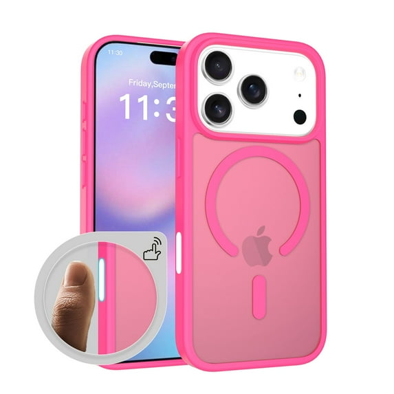 ELEHOLD Ultra-Thin Magnetic Case For iPhone 17 Pro, Shockproof TPU Frame Hard PC Back Matte Anti-Fingerprint Protective Magnetic Protective Case For iPhone 17 Pro,Rose