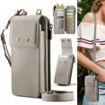 thumbnail image 1 of ELEHOLD Universal Phone Bag, Luxury RFID Blocking Card Holder Soft PU Leather Magnetic Closure Strap Zipper Pocket Cell Phone Bag for Women Men for Samsung Z Fold 2 3 4 5 6 ,Gray, 1 of 11