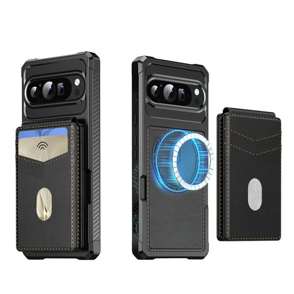 ELEHOLD Wallet Case for Google Pixel 10 /10 Pro, 2-in-1 Magnetic Leather Phone Case with RFID Blocking Card Holder Detachable Wallet ,Strong Magnetic Wireless Charging Compatible ,Black