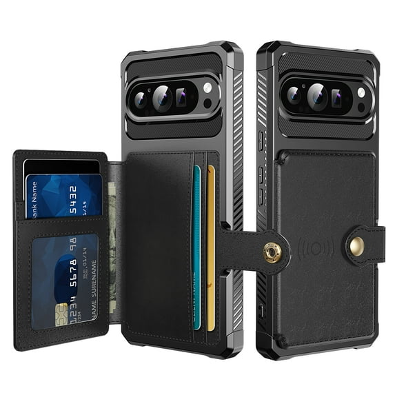 ELEHOLD Wallet Case for Google Pixel 10 /10 Pro, Shockproof Credit Card Slot PU Leather Case Support Magnetic Car Mount Flip Stand Cover for Google Pixel 10 /10 Pro,Black