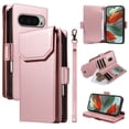 thumbnail image 1 of ELEHOLD Wallet Case For Google Pixel 6a, Luxury PU Leather Shockproof Magnetic Flip Kickstand Card Slots Cash Pocket Wallet Case With Detachable Lanyard, Rosegold, 1 of 11