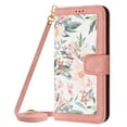 thumbnail image 1 of ELEHOLD Wallet Case for Google Pixel 6a Premium Leather Flower Floral Pattern with Card Slots Kickstand Function Crossbody Shoulder Strap Wriststrap Lanyard Folio Wallet Case,pink, 1 of 8