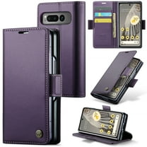 ELEHOLD Wallet Case for Google Pixel Fold Premium Leather with RFID Blocking Function Card Slots Kickstand Magnetic Clasp Shockproof Cover for Men Women for Google Pixel Fold,Purple