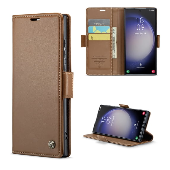 ELEHOLD Wallet Case For Moto G Stylus 5G 2023,Premium Leather Case wih RFID Blocking Function Card Slots Kickstand Magnetic Clasp Shockproof Cover for Men Women,Brown