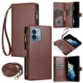 thumbnail image 1 of ELEHOLD Wallet Case for Motorola Moto G Stylus 5G 2023, with 9 Card Slots Cash/Zipper Pocket Detachable Lanyard Crossbody Strap Magnetic Clasp Kickstand Luxury Purse Case,Brown, 1 of 8