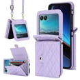 thumbnail image 1 of ELEHOLD Wallet Case for Motorola Razr 2024, Leather Long Shoulder Strap Card Slot Holder Purse Cover Crossbody Protective Case for Women Girls for Motorola Razr 2024,Purple, 1 of 8