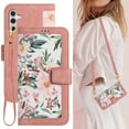 thumbnail image 1 of ELEHOLD Wallet Case for Samsung Galaxy A05S Premium Leather Flower Floral Pattern with Card Slots Kickstand Function Crossbody Shoulder Strap Wriststrap Lanyard Folio Wallet Case,Pink, 1 of 11