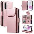 thumbnail image 1 of ELEHOLD Wallet Case for Samsung Galaxy A06, Luxury PU Leather Shockproof Magnetic Flip Kickstand Card Slots Cash Pocket Wallet Case With Detachable Lanyard, Rosegold, 1 of 11