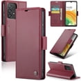 thumbnail image 1 of ELEHOLD Wallet Case For Samsung Galaxy A13 4G,Premium Leather Case wih RFID Blocking Function Card Slots Kickstand Magnetic Clasp Shockproof Cover for Men Women,Wine, 1 of 1