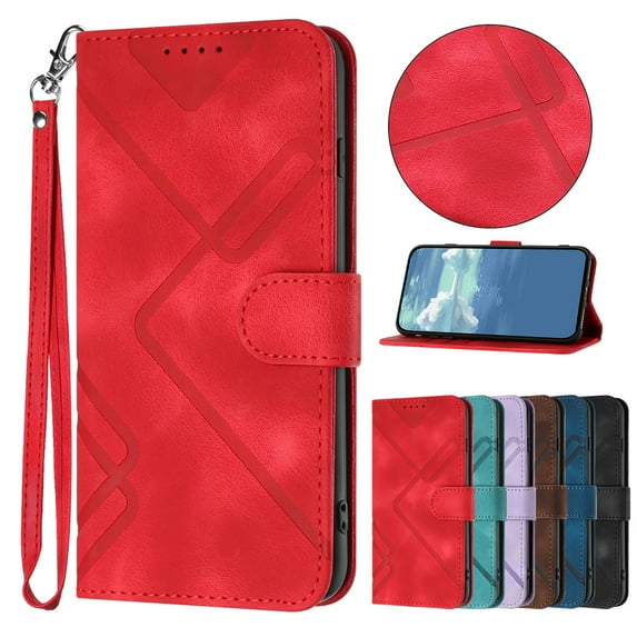 ELEHOLD Wallet Case for Samsung Galaxy A13 5G,Premium PU Leather with Card Holders Magnetic Clasp Kickstand Function Wriststrap Shockproof Purse Case for Samsung Galaxy A13 5G,Red