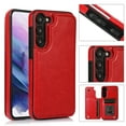thumbnail image 1 of ELEHOLD Wallet Case for Samsung Galaxy A14 5G 2023 Flip Back Card Holders Kickstand Function Magnetic Button Slim Lightweight Wallet Case for Samsung A14 5G,Red, 1 of 5