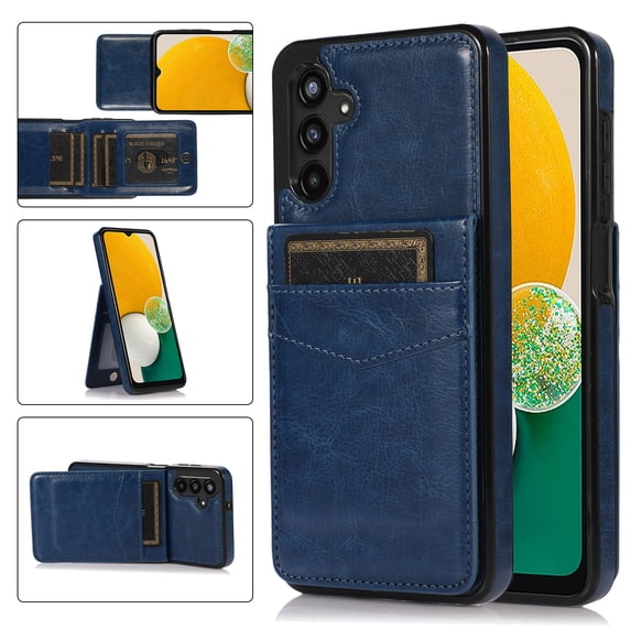 ELEHOLD Wallet Case for Samsung Galaxy A14 5G Credit Card Slots Premium Leather Magnetic Buckle Vertical & Horizontal Kickstand Function Shockproof Flip Wallet Cover,Darkblue
