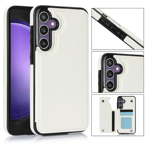 ELEHOLD Wallet Case for Samsung Galaxy A16 5G Flip Back Card Holders Kickstand Function Magnetic Button Slim Lightweight Wallet Case for Samsung Galaxy A16 5G ,White