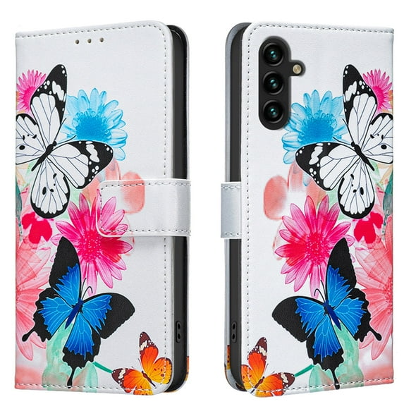 ELEHOLD Wallet Case for Samsung Galaxy A16 5G, PU Leather Patterned Flip Folio Stand Card Slots Magnetic Closure Shockproof Protective Case for Women Girls,C