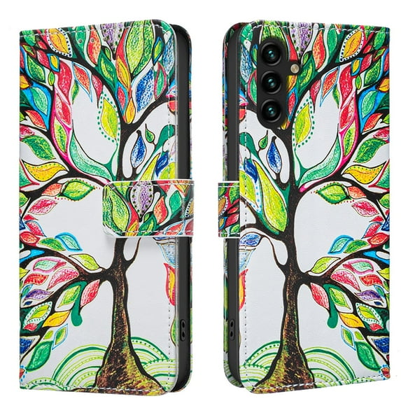 ELEHOLD Wallet Case for Samsung Galaxy A16 5G, PU Leather Patterned Flip Folio Stand Card Slots Magnetic Closure Shockproof Protective Case for Women Girls,D