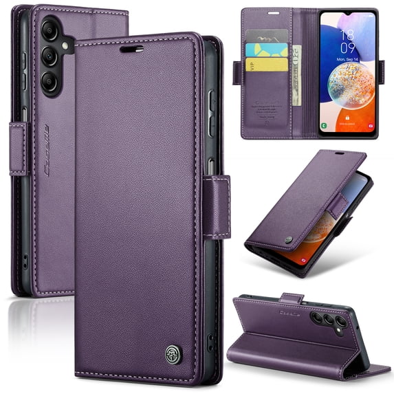 ELEHOLD Wallet Case for Samsung Galaxy A26 5G Premium Leather Case wih RFID Blocking Function Card Slots Kickstand Magnetic Clasp Shockproof Cover for Samsung Galaxy A26 5G,Purple