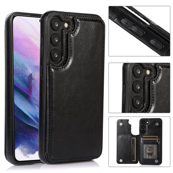 ELEHOLD Wallet Case for Samsung Galaxy A54 5G 2023 Flip Back Card Holders Kickstand Function Magnetic Button Slim Lightweight Wallet Case for Samsung A54 5G,Black