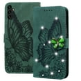 thumbnail image 1 of ELEHOLD Wallet Case for Samsung Galaxy A54 5G,Butterfly Pattern Shiny Diamond with Card Slots Kickstand Magnetic Clasp Shockproof Fashion Folio Wallet Case,Green, 1 of 7