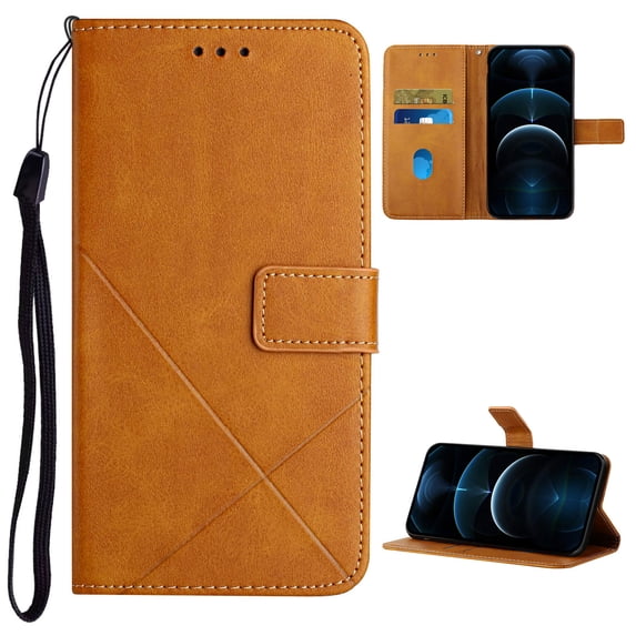 ELEHOLD Wallet Case for Samsung Galaxy A54 5G, Classic Embossed Leather Card Slots Kickstand Wrist Strap Flip Folio Shockproof Case Cover for Samsung A54 5G,Yellow