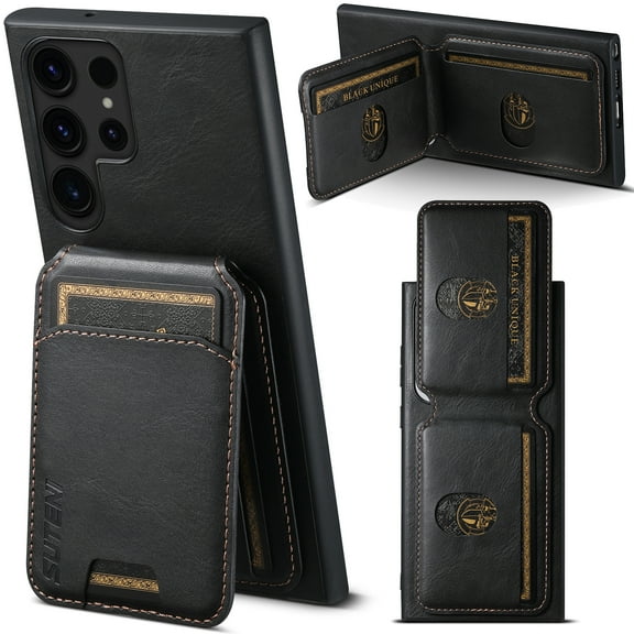 ELEHOLD Wallet Case for Samsung Galaxy Note 20 Case Premium Retro Style Leather with Back Flip Card Holders Stand Function Magnetic Closure Shockproof Purse Case for Men Women,black
